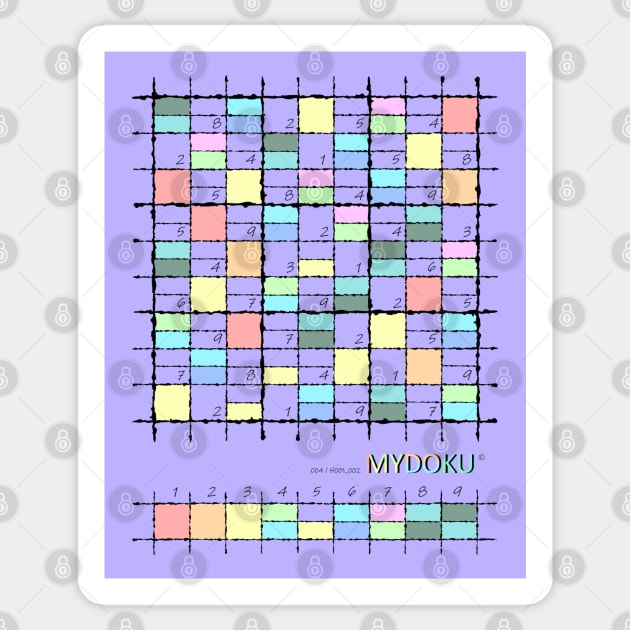 Mydoku_004_H001_002_F: Sudoku, Sudoku coloring, logic, logic puzzle, holiday puzzle, fun, away from screen Sticker by Mydoku